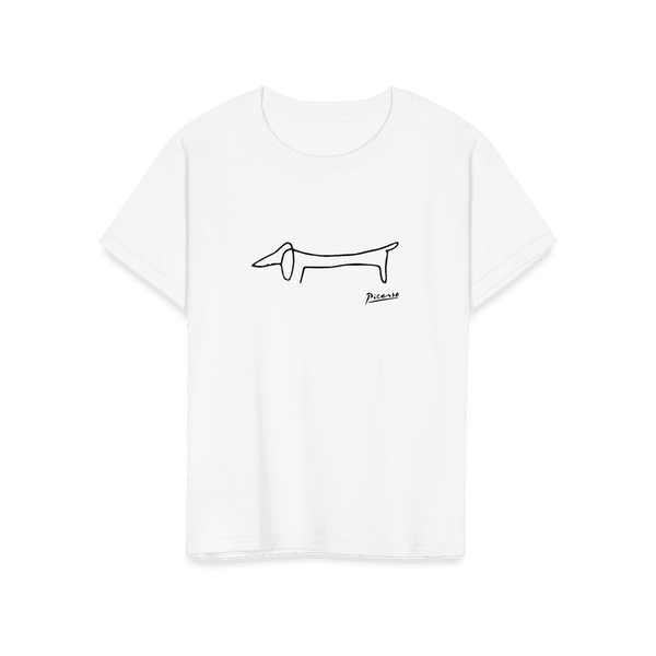 Pablo Picasso Dachshund Dog (Lump) Artwork T-Shirt - Youth / White / S - T-Shirt