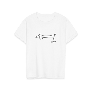 Pablo Picasso Dachshund Dog (Lump) Artwork T-Shirt - Youth / White / S - T-Shirt