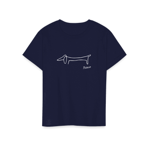 Pablo Picasso Dachshund Dog (Lump) Artwork T-Shirt - Youth / Navy / S - T-Shirt