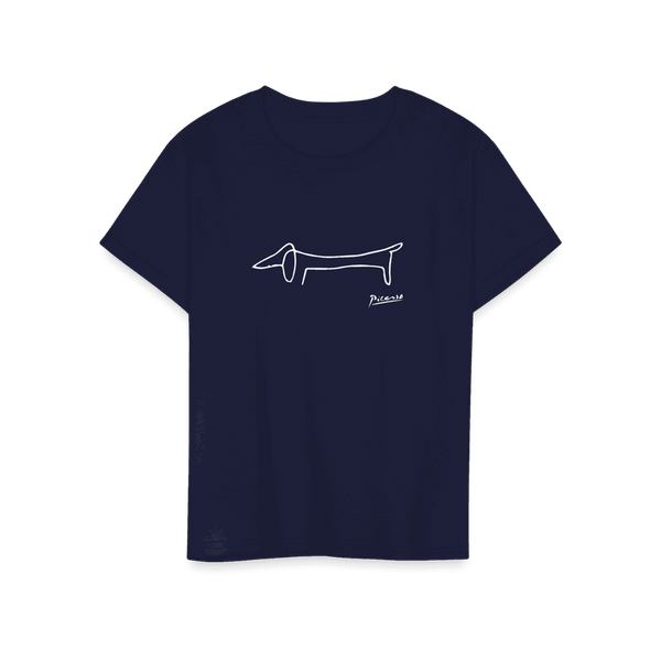 Pablo Picasso Dachshund Dog (Lump) Artwork T-Shirt - Youth / Navy / S - T-Shirt