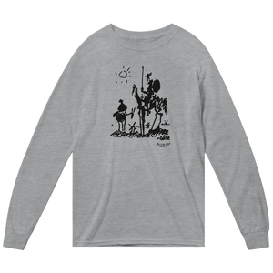 Pablo Picasso Don Quixote of La Mancha 1955 Artwork Long Sleeve Shirt - Heather Grey / Small - Long Sleeve Shirt