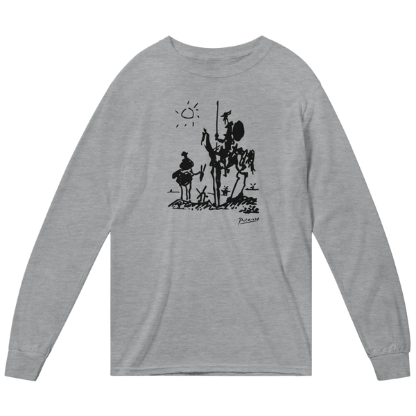 Pablo Picasso Don Quixote of La Mancha 1955 Artwork Long Sleeve Shirt - Heather Grey / Small - Long Sleeve Shirt