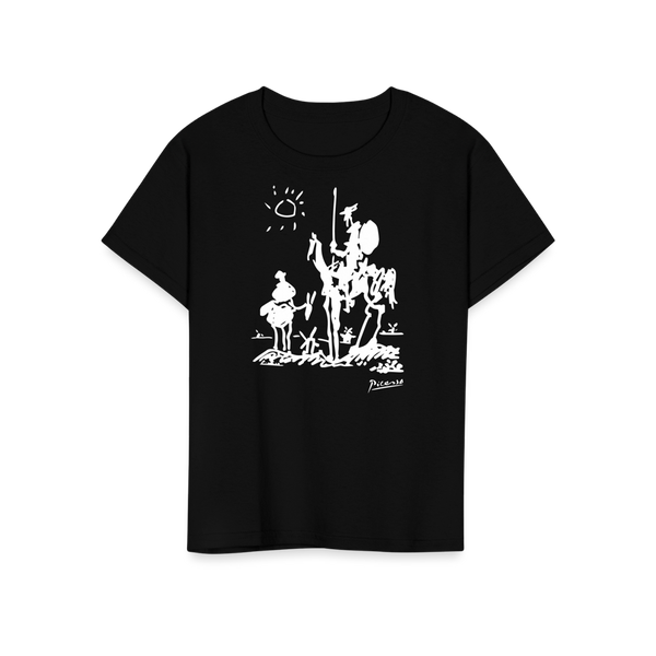 Pablo Picasso Don Quixote of La Mancha 1955 Artwork T - Shirt - Youth / Black / S - T - Shirt