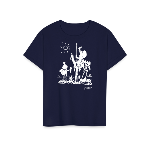 Pablo Picasso Don Quixote of La Mancha 1955 Artwork T - Shirt - Youth / Navy / S - T - Shirt