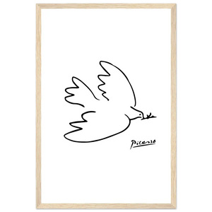 Pablo Picasso Dove of Peace Line Artwork Poster - Matte / 12 x 18″ (30 x 45cm) / Wood - Poster