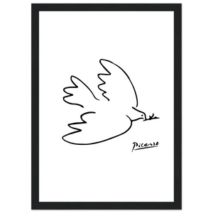 Pablo Picasso Dove of Peace Line Artwork Poster - Matte / 8 x 12″ (21 x 29.7cm) / Black - Poster