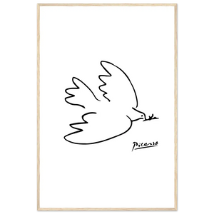 Pablo Picasso Dove of Peace Line Artwork Poster - Matte / 24 x 36″ (60 x 90cm) / Wood - Poster