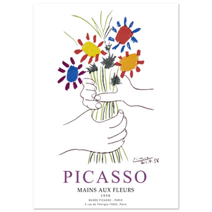 Pablo Picasso Hands with Flowers 1958 Artwork Poster - Matte / 12 x 18″ (30 x 45cm) / None - Poster