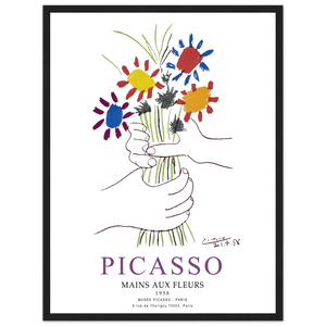 Pablo Picasso Hands with Flowers 1958 Artwork Poster - Matte / 18 x 24″ (45 x 60cm) / Black - Poster