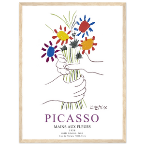 Pablo Picasso Hands with Flowers 1958 Artwork Poster - Matte / 18 x 24″ (45 x 60cm) / Wood - Poster