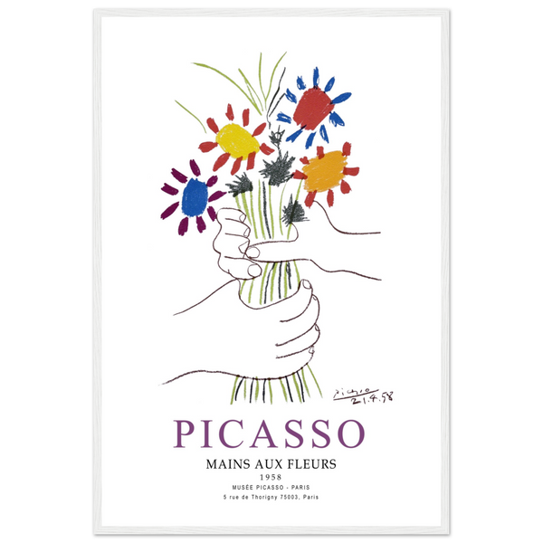 Pablo Picasso Hands with Flowers 1958 Artwork Poster - Matte / 24 x 36″ (60 x 90cm) / White - Poster