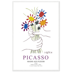 Pablo Picasso Hands with Flowers 1958 Artwork Poster - Matte / 24 x 36″ (60 x 90cm) / White - Poster