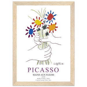 Pablo Picasso Hands with Flowers 1958 Artwork Poster - Matte / 8 x 12″ (21 x 29.7cm) / Wood - Poster