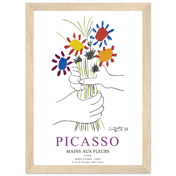 Pablo Picasso Hands with Flowers 1958 Artwork Poster - Matte / 8 x 12″ (21 x 29.7cm) / Wood - Poster