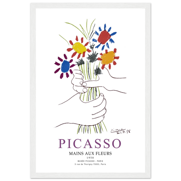 Pablo Picasso Hands with Flowers 1958 Artwork Poster - Matte / 12 x 18″ (30 x 45cm) / White - Poster