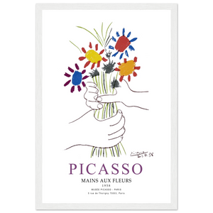 Pablo Picasso Hands with Flowers 1958 Artwork Poster - Matte / 12 x 18″ (30 x 45cm) / White - Poster