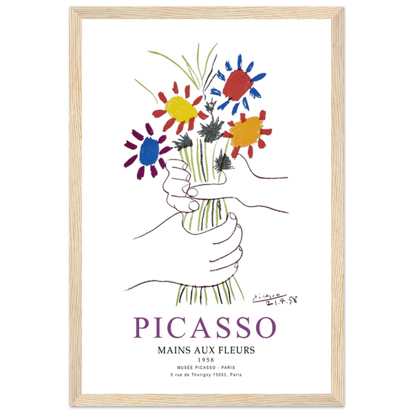 Pablo Picasso Hands with Flowers 1958 Artwork Poster - Matte / 12 x 18″ (30 x 45cm) / Wood - Poster