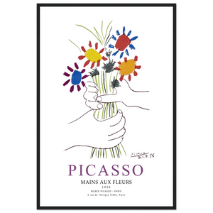 Pablo Picasso Hands with Flowers 1958 Artwork Poster - Matte / 24 x 36″ (60 x 90cm) / Black - Poster
