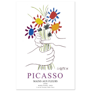 Pablo Picasso Hands with Flowers 1958 Artwork Poster - Matte / 24 x 36″ (60 x 90cm) / None - Poster