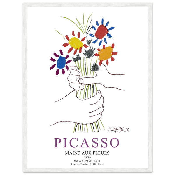 Pablo Picasso Hands with Flowers 1958 Artwork Poster - Matte / 18 x 24″ (45 x 60cm) / White - Poster