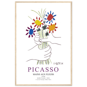 Pablo Picasso Hands with Flowers 1958 Artwork Poster - Matte / 24 x 36″ (60 x 90cm) / Wood - Poster