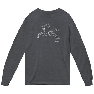 Pablo Picasso Horse Line Art Long Sleeve Shirt - Dark Heather / Small - Long Sleeve Shirt