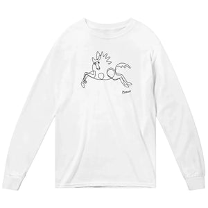 Pablo Picasso Horse Line Art Long Sleeve Shirt - White / Small - Long Sleeve Shirt