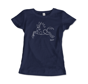 Pablo Picasso Horse Line Art T-Shirt - Women (Fitted) / Navy / S - T-Shirt