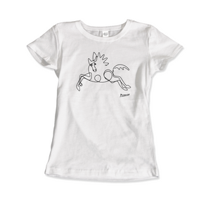 Pablo Picasso Horse Line Art T-Shirt - Women (Fitted) / White / S - T-Shirt