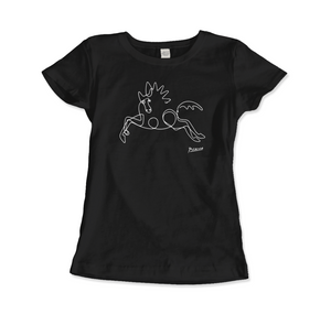 Pablo Picasso Horse Line Art T-Shirt - Women (Fitted) / Black / S - T-Shirt