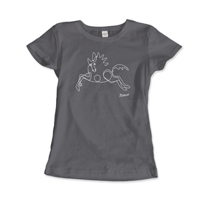 Pablo Picasso Horse Line Art T-Shirt - Women (Fitted) / Charcoal / S - T-Shirt