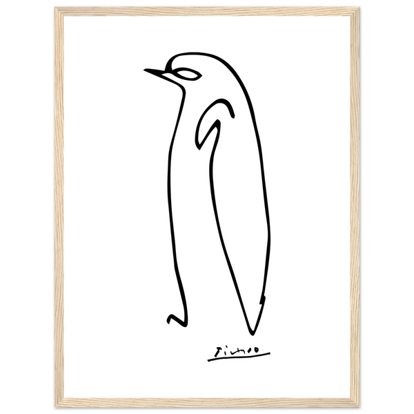 Pablo Picasso Penguin Line Artwork Poster - Matte / 18 x 24″ (45 60cm) Wood