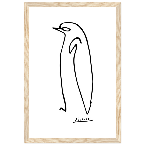 Pablo Picasso Penguin Line Artwork Poster - Matte / 12 x 18″ (30 45cm) Wood
