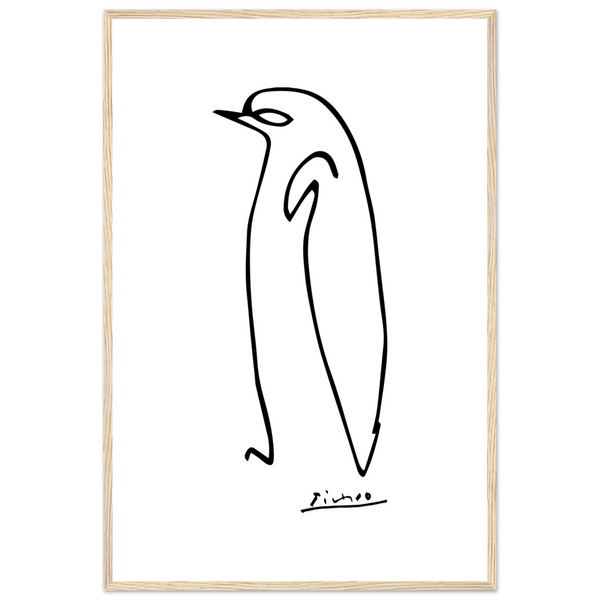 Pablo Picasso Penguin Line Artwork Poster - Matte / 24 x 36″ (60 90cm) Wood
