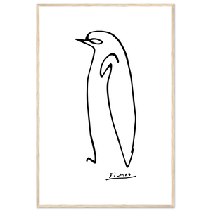Pablo Picasso Penguin Line Artwork Poster - Matte / 24 x 36″ (60 90cm) Wood