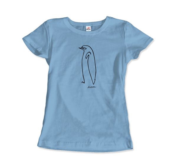 Pablo Picasso Penguin Line Artwork T - Shirt - Women (Fitted) / Light Blue / S - T - Shirt