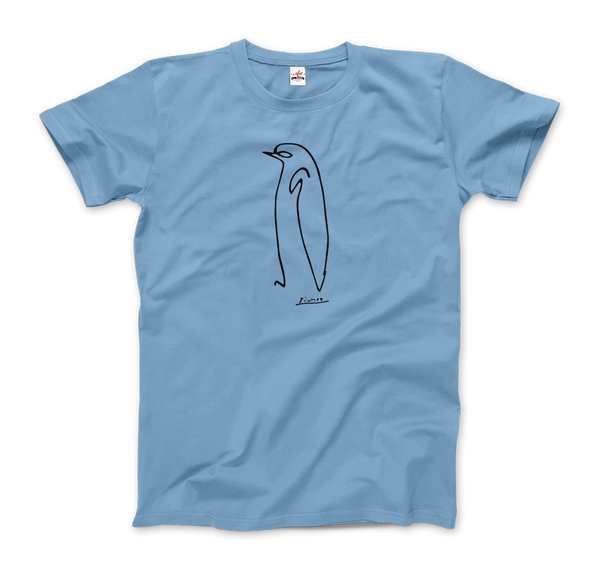 Pablo Picasso Penguin Line Artwork T - Shirt - Men (Unisex) / Light Blue / S - T - Shirt