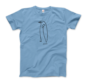 Pablo Picasso Penguin Line Artwork T - Shirt - Men (Unisex) / Light Blue / S - T - Shirt