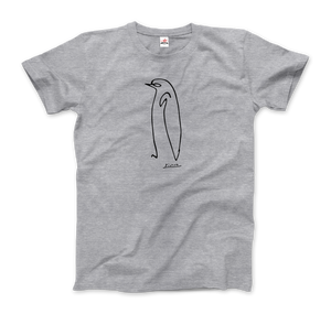 Pablo Picasso Penguin Line Artwork T - Shirt - Men (Unisex) / Heather Grey / S - T - Shirt