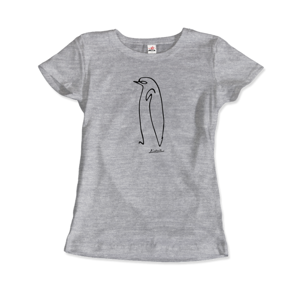 Pablo Picasso Penguin Line Artwork T - Shirt - Women (Fitted) / Heather Grey / S - T - Shirt