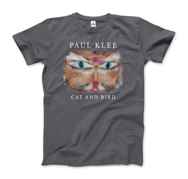 Paul Klee - Cat and Bird 1928 Artwork T-Shirt - Men / Charcoal / S - T-Shirt