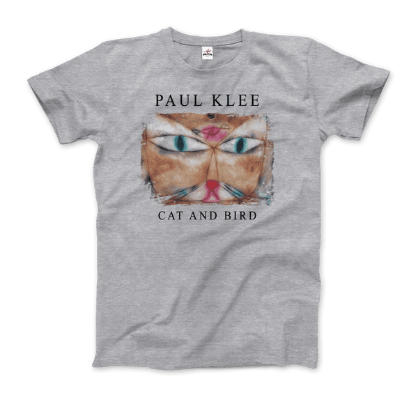 Paul Klee - Cat and Bird 1928 Artwork T-Shirt - Men / Heather Grey / S - T-Shirt