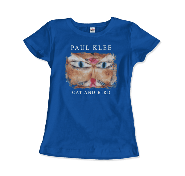 Paul Klee - Cat and Bird 1928 Artwork T-Shirt - Women / Royal Blue / S - T-Shirt