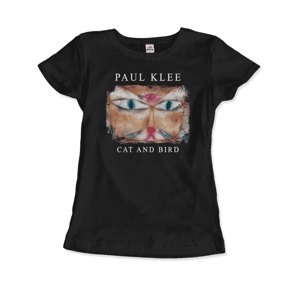 Paul Klee - Cat and Bird 1928 Artwork T-Shirt - Women / Black / S - T-Shirt