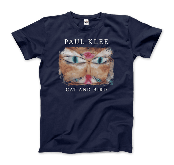 Paul Klee - Cat and Bird 1928 Artwork T-Shirt - Men / Navy / S - T-Shirt