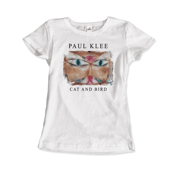 Paul Klee - Cat and Bird 1928 Artwork T-Shirt - Women / White / S - T-Shirt