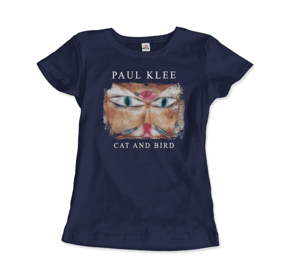 Paul Klee - Cat and Bird 1928 Artwork T-Shirt - Women / Navy / S - T-Shirt