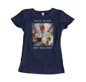 Paul Klee - Red Balloon 1922 Artwork T-Shirt - Women (Fitted) / Navy / S - T-Shirt