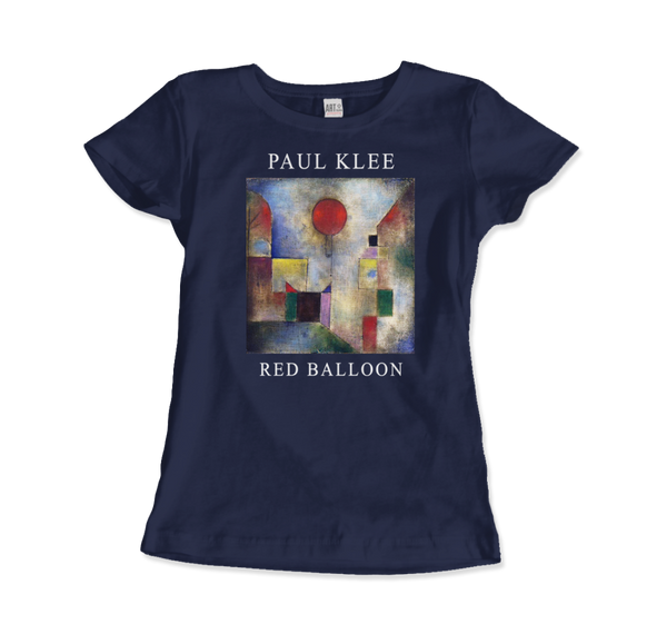 Paul Klee - Red Balloon 1922 Artwork T-Shirt - Women (Fitted) / Navy / S - T-Shirt