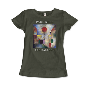 Paul Klee - Red Balloon 1922 Artwork T-Shirt - Women (Fitted) / Military Green / S - T-Shirt